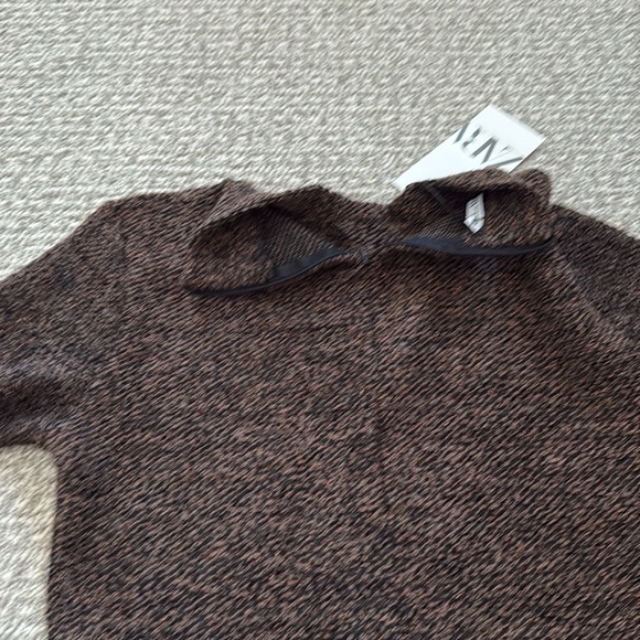 New Zara Brown Black Tweed Mock Neck Top Skirt Set S - Picture 7 of 12